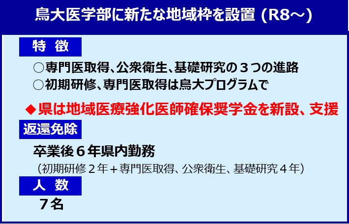 令和8年度鳥取大学医学部医学科入試の募集枠に新地域枠「とっ